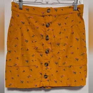American Eagle Outfitters Mustard Floral Mini Skirt